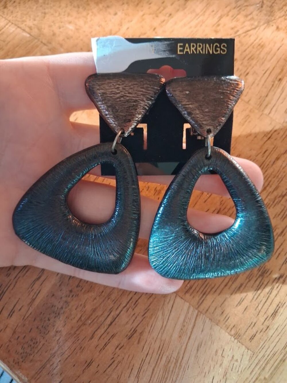 Large Retro style dangle clip on earrings